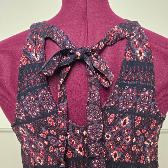 Women's Hollister Red & Blue Paisley Boho Flowy Cropped Tank Top | Size Small - Picture 6 of 9